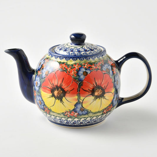 Handmade Polish Pottery Cerraf teapot 1000ml classic garden Boleslawiec Ceramics