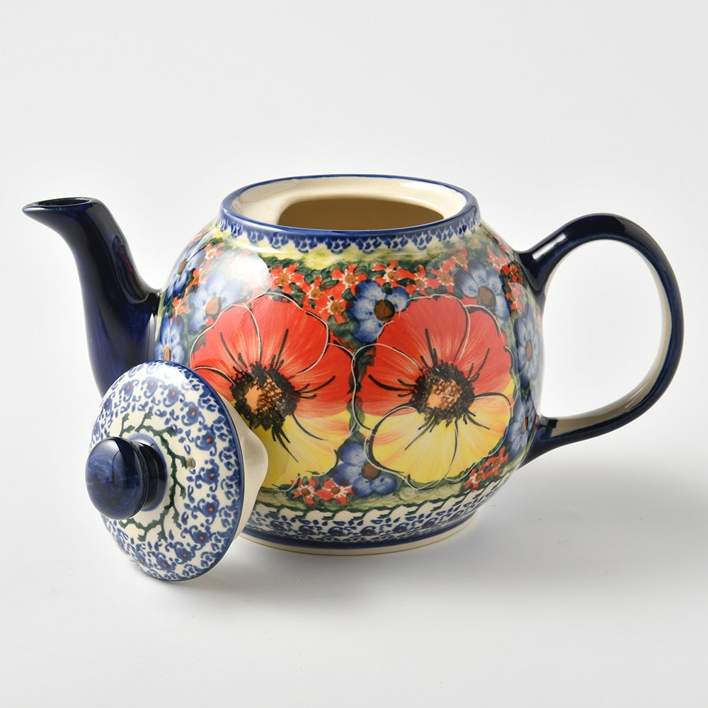 Handmade Polish Pottery Cerraf teapot 1000ml classic garden Boleslawiec Ceramics