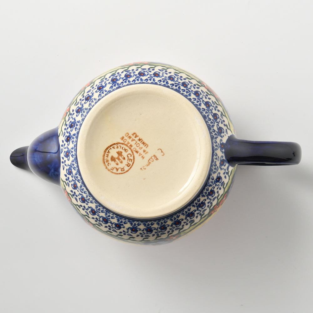Handmade Polish Pottery Cerraf teapot 1000ml classic garden Boleslawiec Ceramics
