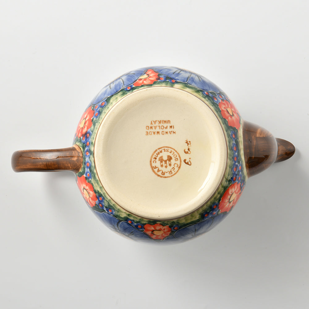 Handmade Polish Pottery Cerraf teapot 1000ml watergarden blooms Boleslawiec Ceramics