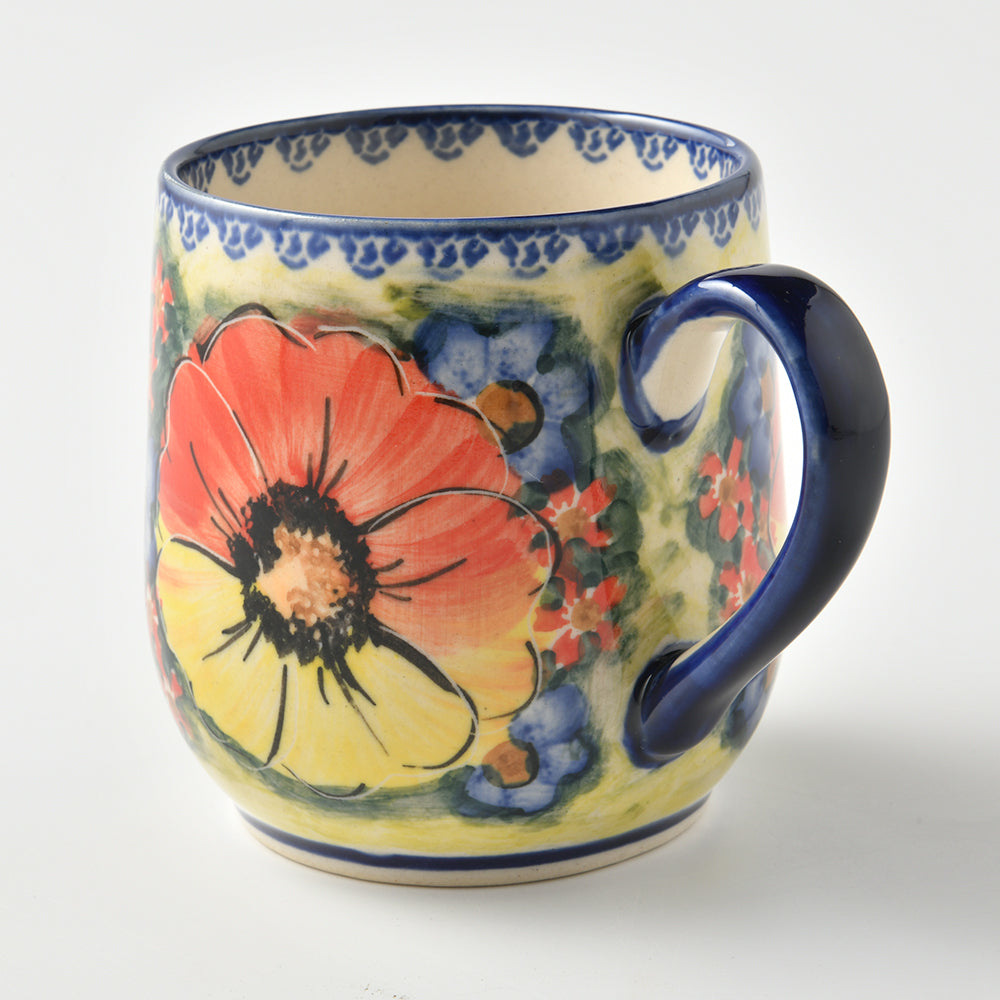 Handmade Polish Pottery Cerraf  bubble mug 300ml classic garden Boleslawiec Ceramics