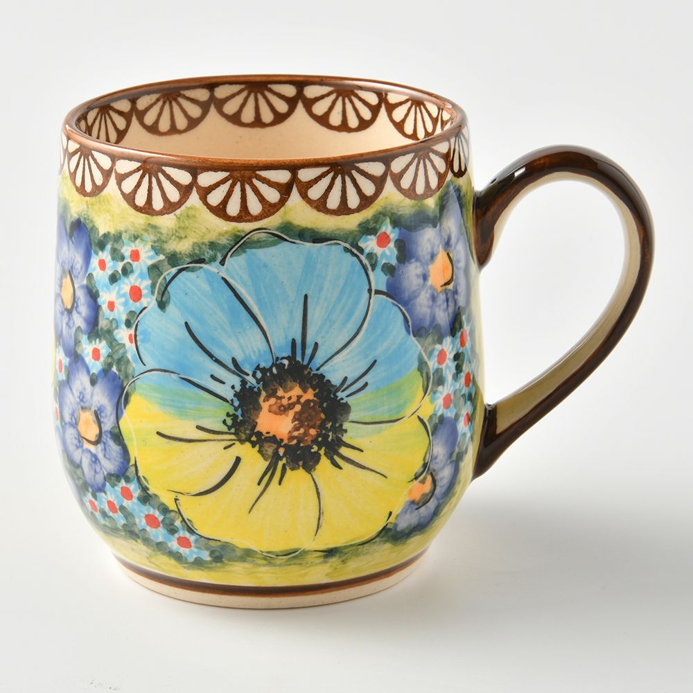 Handmade Polish Pottery Cerraf  bubble mug 300ml aurora glacier Boleslawiec Ceramics