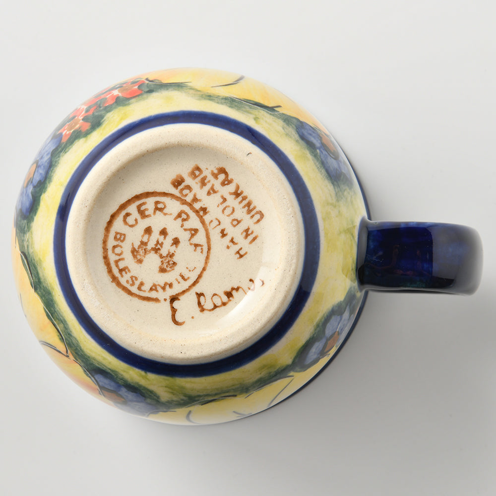 Handmade Polish Pottery Cerraf coffee mug 300ml classic garden Boleslawiec Ceramics