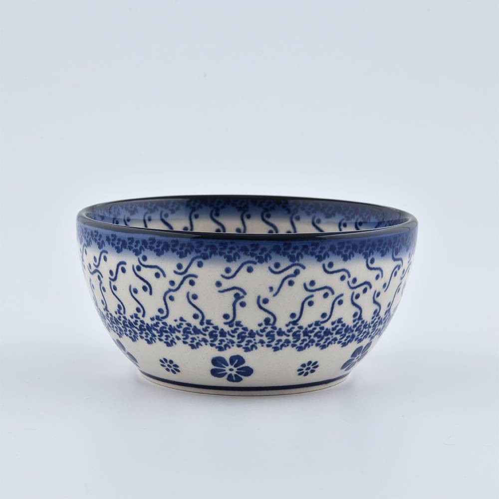 Handmade Polish Pottery Cerraf rice bowl 12cm elegant orchid Boleslawiec Ceramics