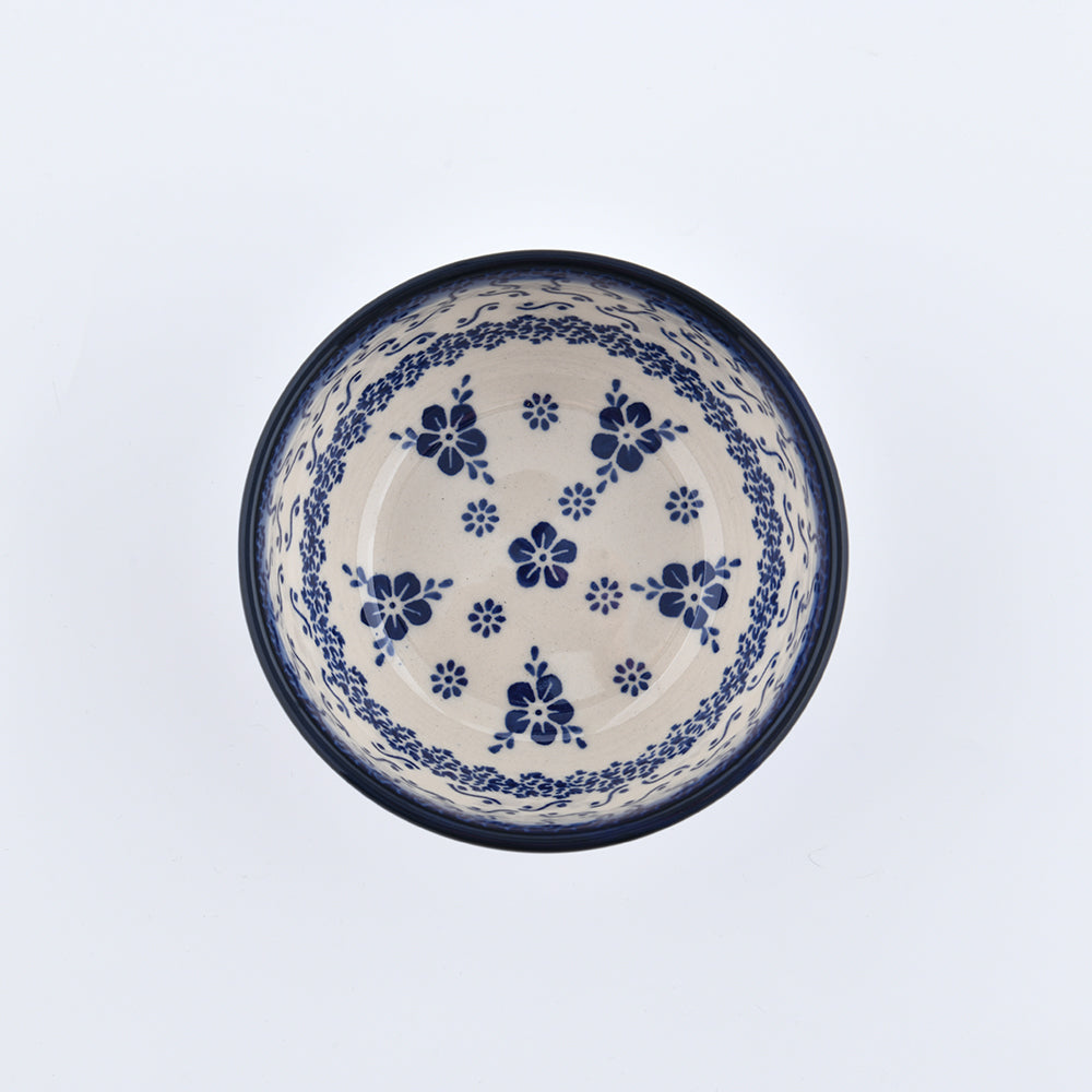 Handmade Polish Pottery Cerraf rice bowl 12cm elegant orchid Boleslawiec Ceramics