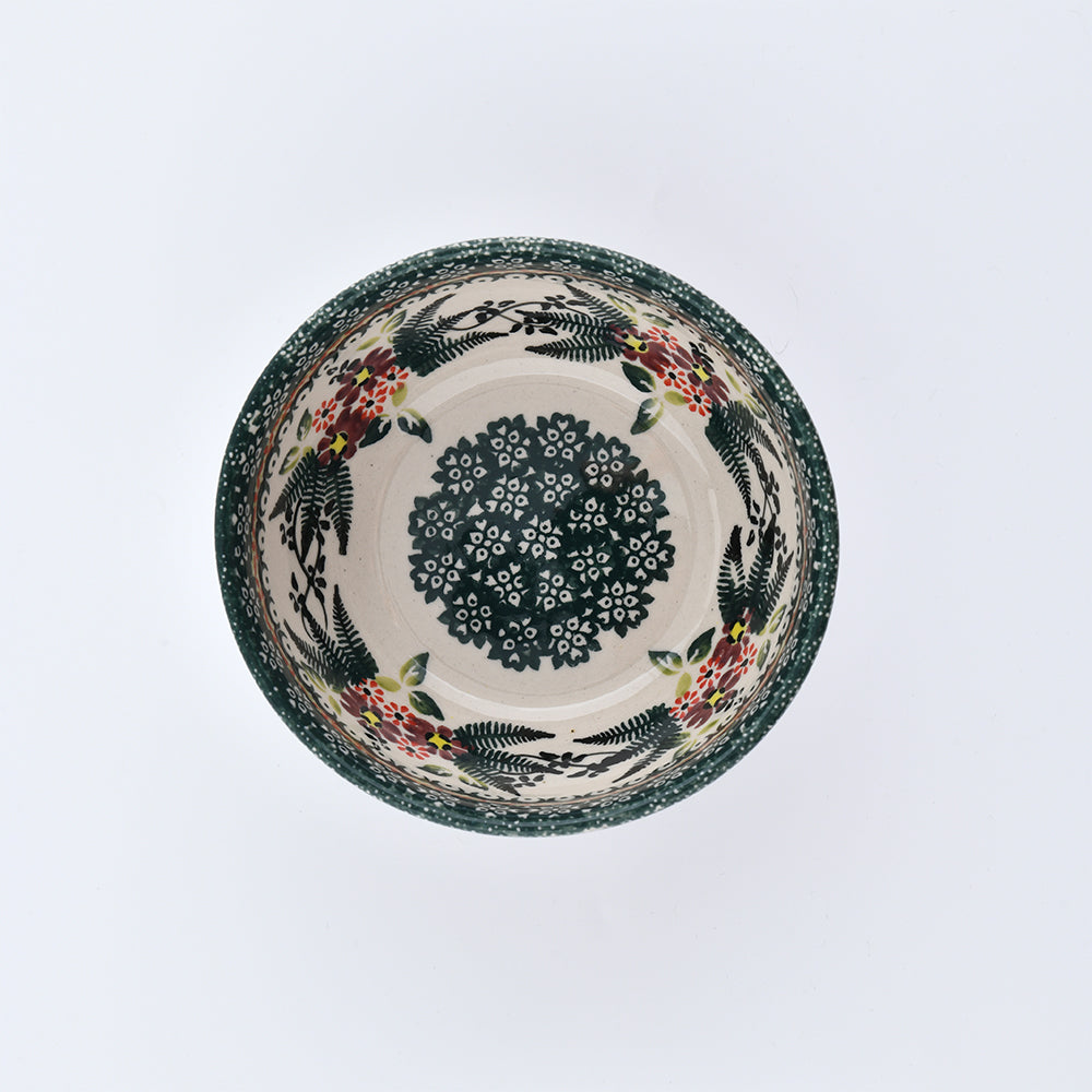 Handmade Polish Pottery Cerraf rice bowl 12cm verdant whisper Boleslawiec Ceramics