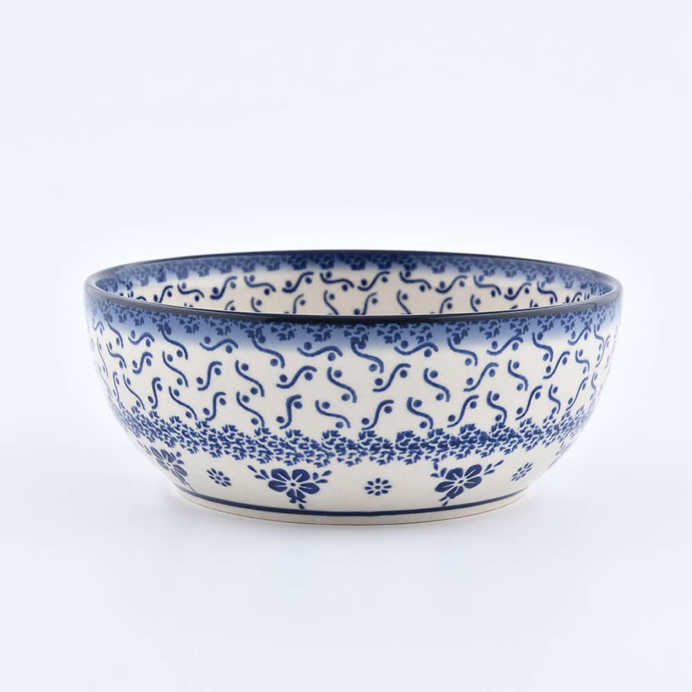 Handmade Polish Pottery Cerraf salad bowl 18cm elegant orchid Boleslawiec Ceramics