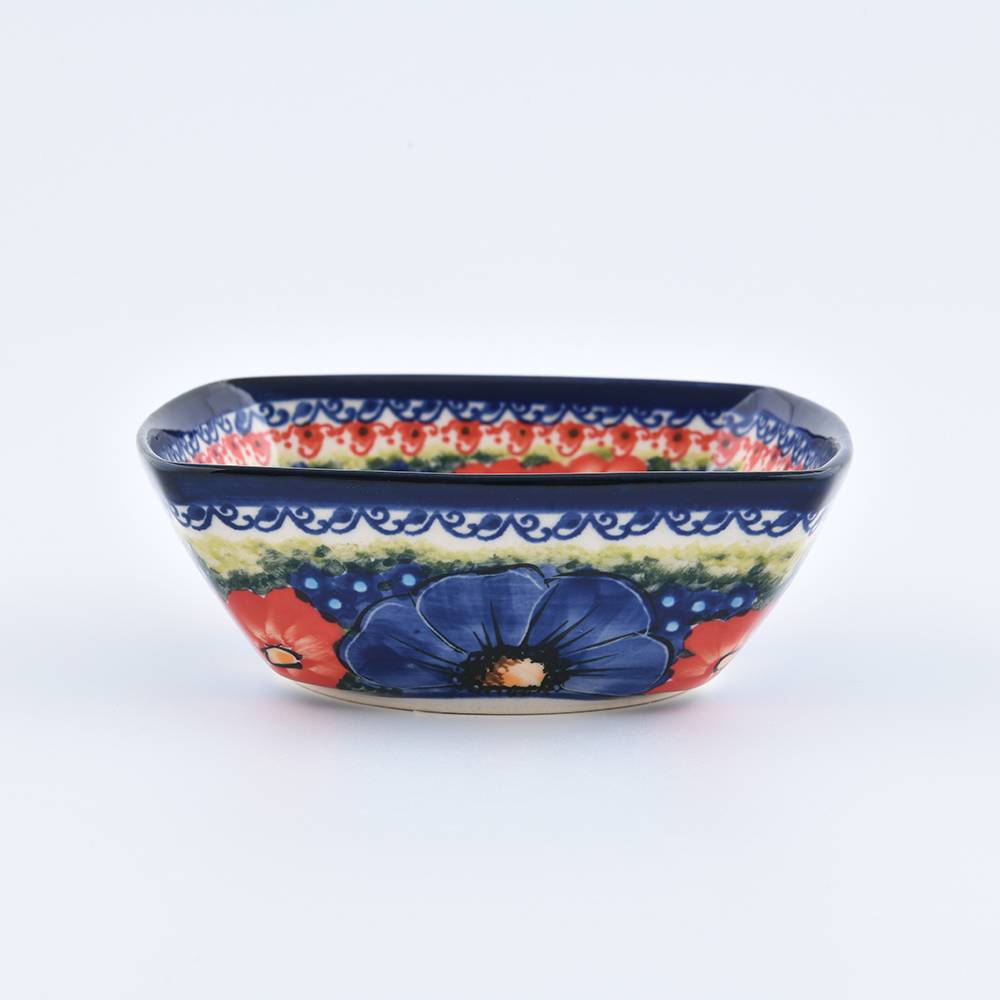 Handmade Polish Pottery Cerraf square  bowl 12cm violet nectar Boleslawiec Ceramics