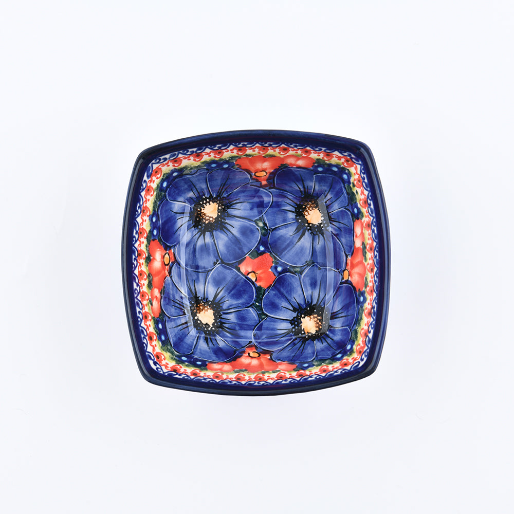 Handmade Polish Pottery Cerraf square  bowl 12cm violet nectar Boleslawiec Ceramics