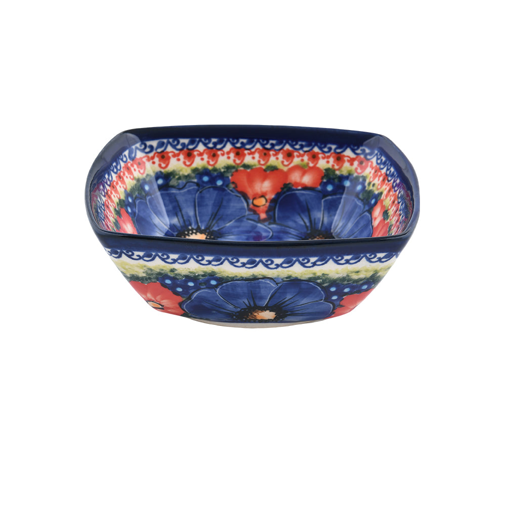 Handmade Polish Pottery Cerraf square  bowl 12cm violet nectar Boleslawiec Ceramics