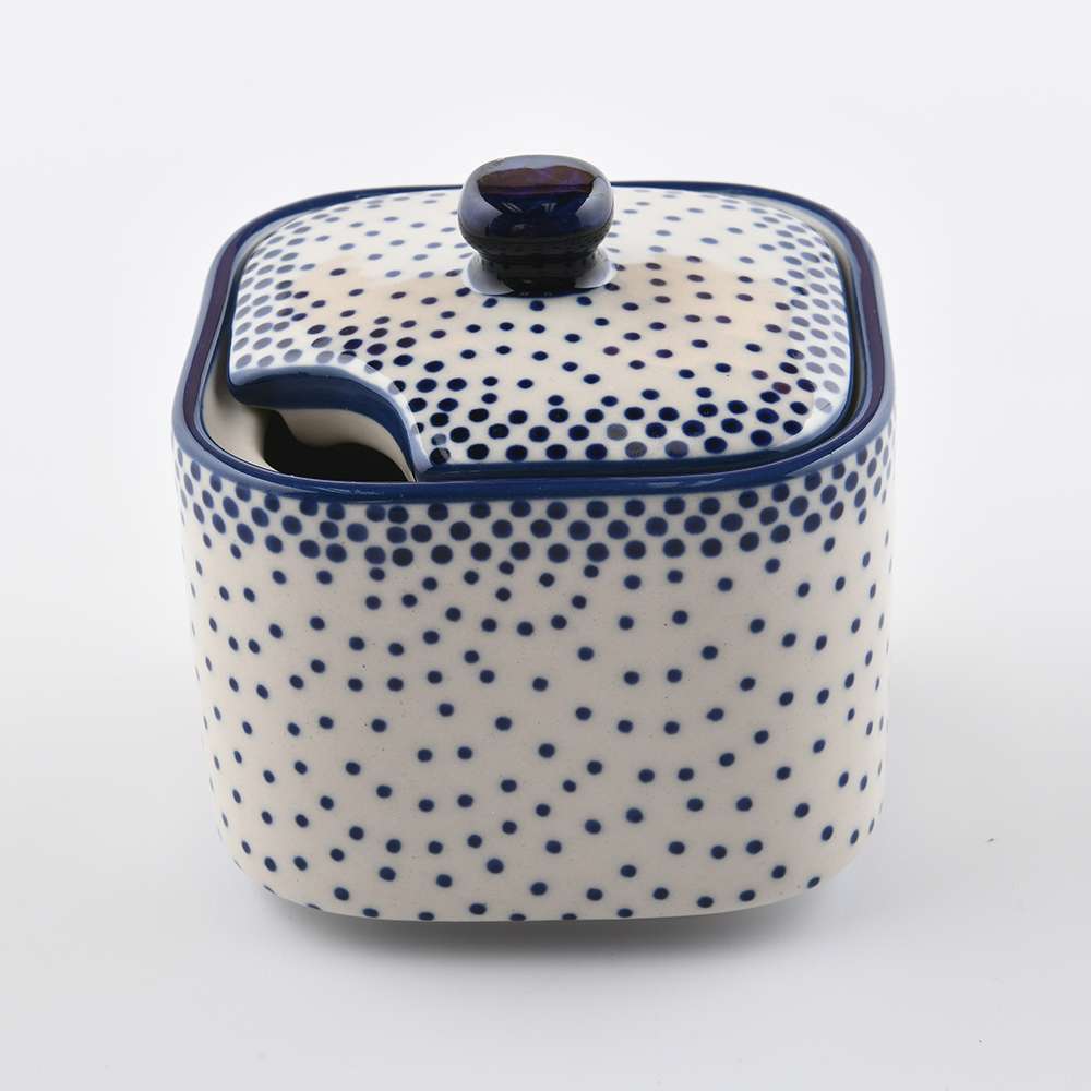 Handmade Polish Pottery Manufaktura sugar container pure dots Boleslawiec Ceramics