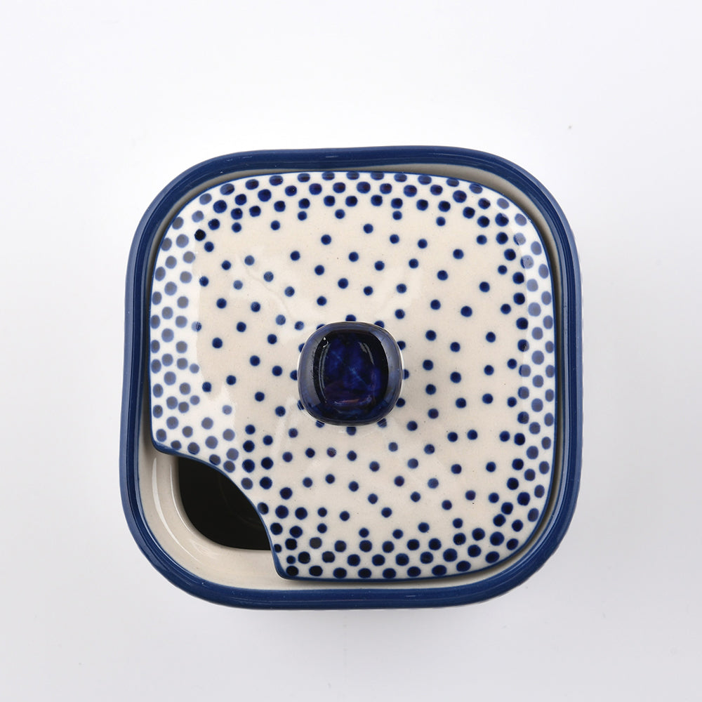 Handmade Polish Pottery Manufaktura sugar container pure dots Boleslawiec Ceramics