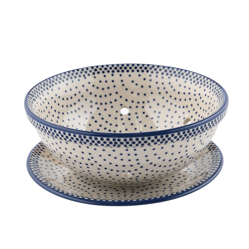 Handmade Polish Pottery Manufaktura strainer set 18cm pure dots Boleslawiec Ceramics