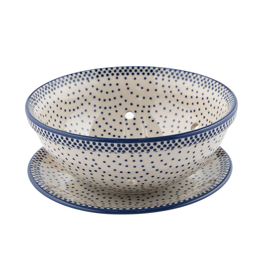 Handmade Polish Pottery Manufaktura strainer set 18cm pure dots Boleslawiec Ceramics