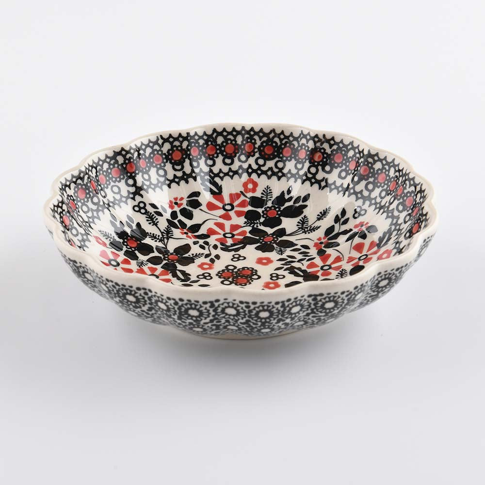 Handmade Polish Pottery Manufaktura wavy round deep plate plate 16cm midnight christmas Boleslawiec Ceramics