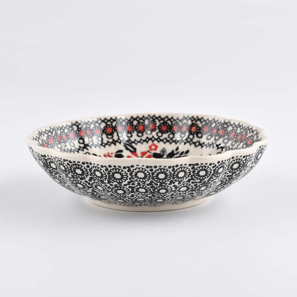 Handmade Polish Pottery Manufaktura wavy round deep plate plate 16cm midnight christmas Boleslawiec Ceramics