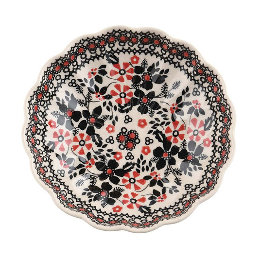 Handmade Polish Pottery Manufaktura wavy round deep plate plate 16cm midnight christmas Boleslawiec Ceramics