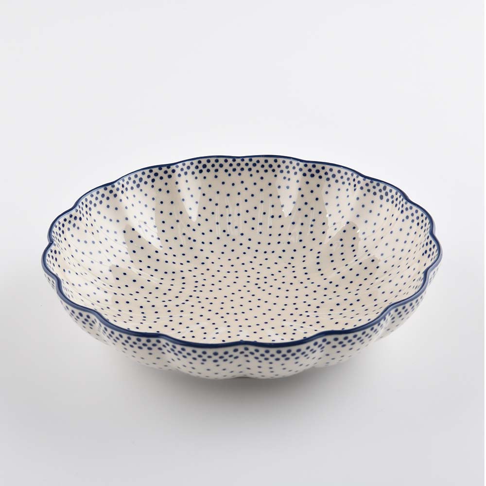 Handmade Polish Pottery Manufaktura wavy round deep plate 20cm pure dots Boleslawiec Ceramics