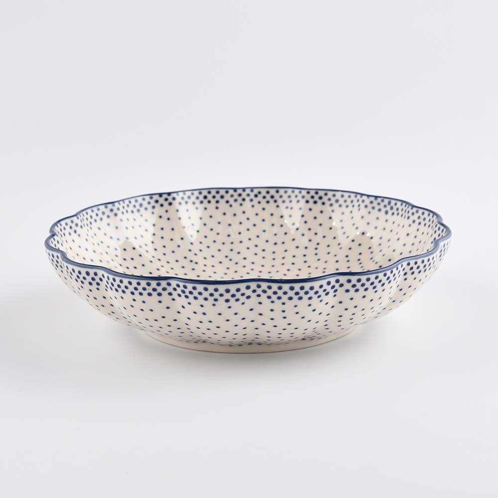 Handmade Polish Pottery Manufaktura wavy round deep plate 20cm pure dots Boleslawiec Ceramics