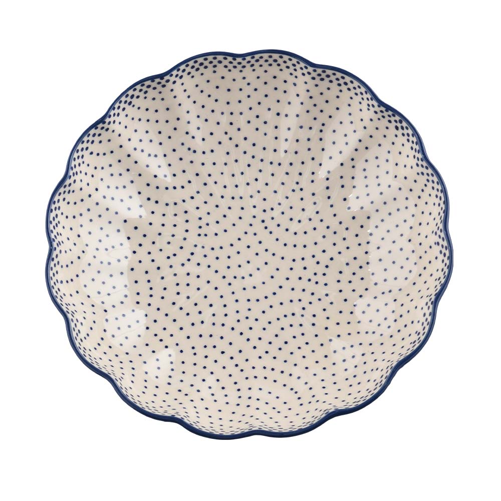Handmade Polish Pottery Manufaktura wavy round deep plate 20cm pure dots Boleslawiec Ceramics