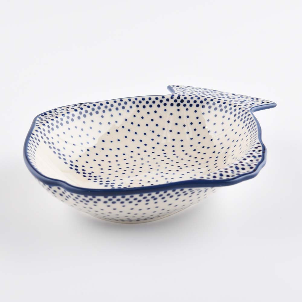 Handmade Polish Pottery Manufaktura fish shaped serving plate 19cm pure dots Boleslawiec Ceramics
