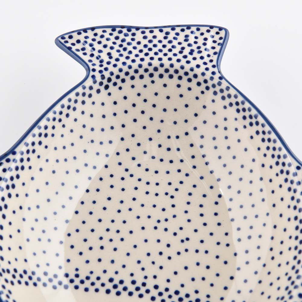Handmade Polish Pottery Manufaktura fish shaped serving plate 19cm pure dots Boleslawiec Ceramics