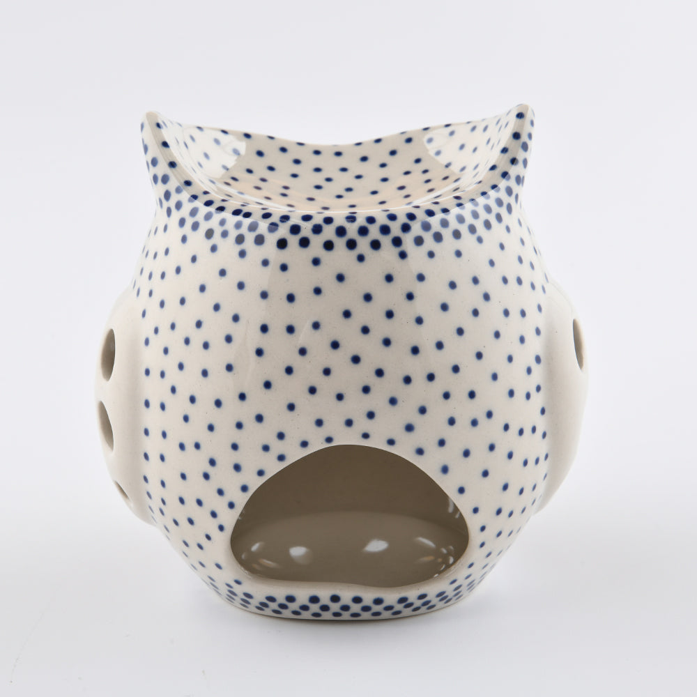 Handmade Polish Pottery Manufaktura owl candle holder pure dots Boleslawiec Ceramics