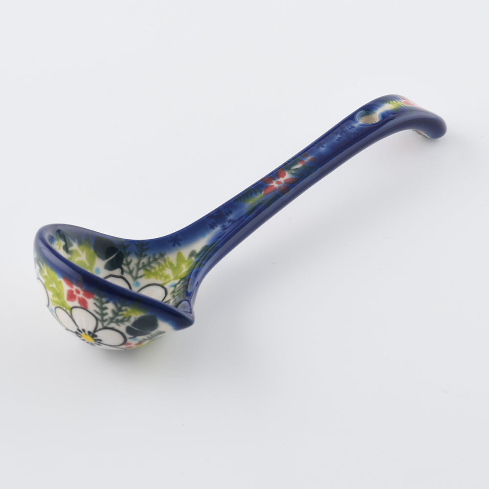 Handmade Polish Pottery Vena sauce ladle winter greenery Boleslawiec Ceramics