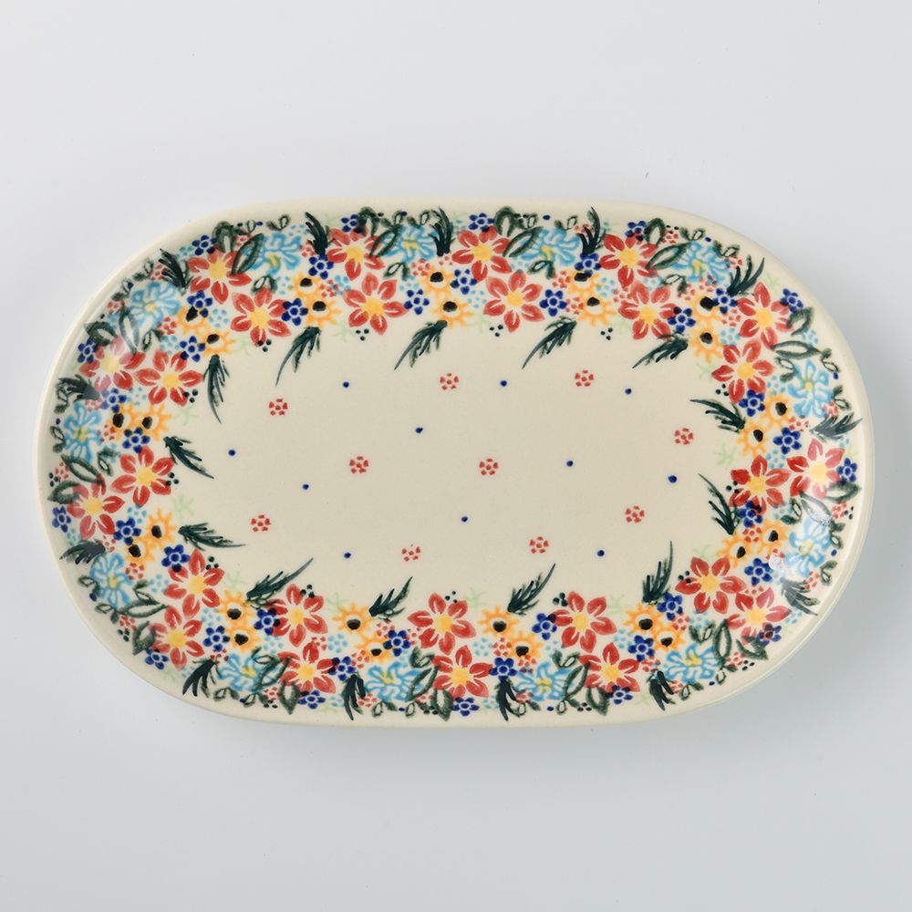 Handmade Polish Pottery Vena oval serving platter 24cm floral dream Boleslawiec Ceramics