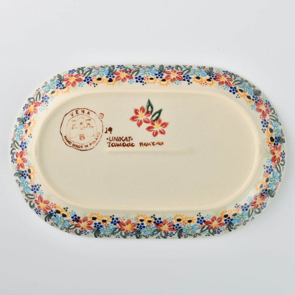 Handmade Polish Pottery Vena oval serving platter 24cm floral dream Boleslawiec Ceramics