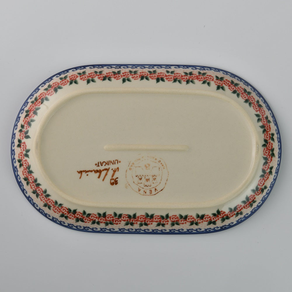Handmade Polish Pottery Vena oval serving plate 24cm sweet heart Boleslawiec Ceramics