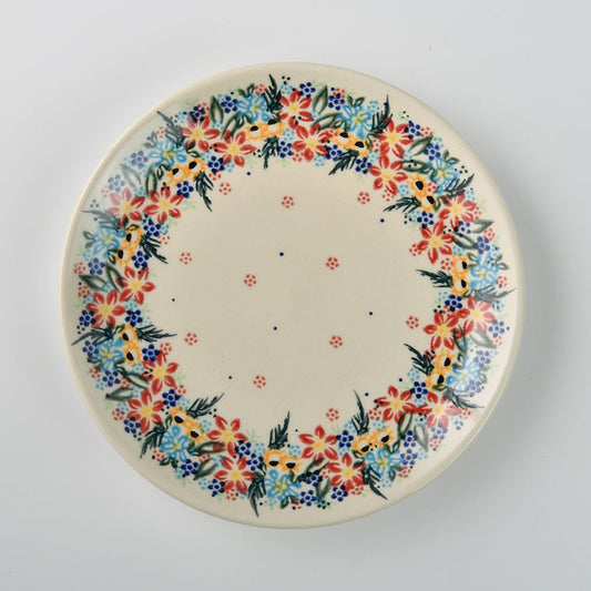 Handmade Polish Pottery Vena round serving plate 19cm floral dream Boleslawiec Ceramics