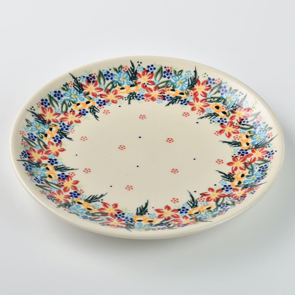 Handmade Polish Pottery Vena round serving plate 19cm floral dream Boleslawiec Ceramics