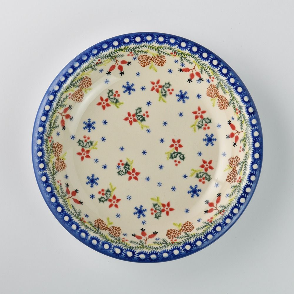 Handmade Polish Pottery Vena round deep plate 22cm winter paradise Boleslawiec Ceramics