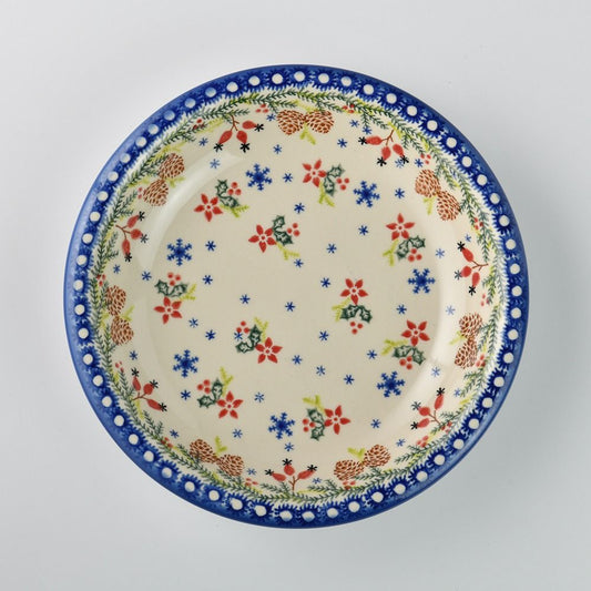 Handmade Polish Pottery Vena round deep plate 22cm winter paradise Boleslawiec Ceramics