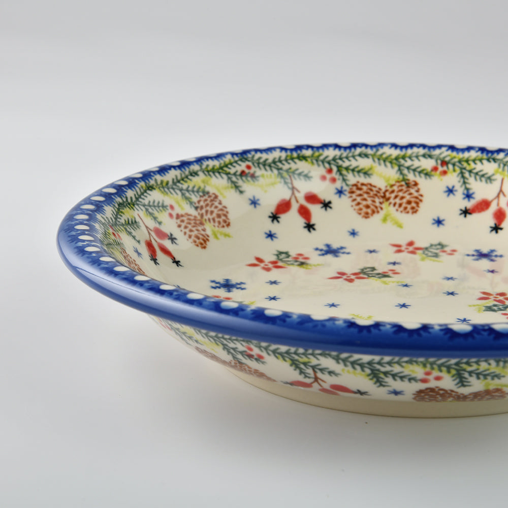 Handmade Polish Pottery Vena round deep plate 22cm winter paradise Boleslawiec Ceramics