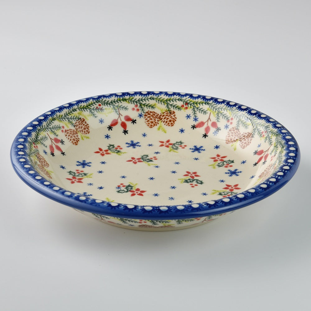 Handmade Polish Pottery Vena round deep plate 22cm winter paradise Boleslawiec Ceramics