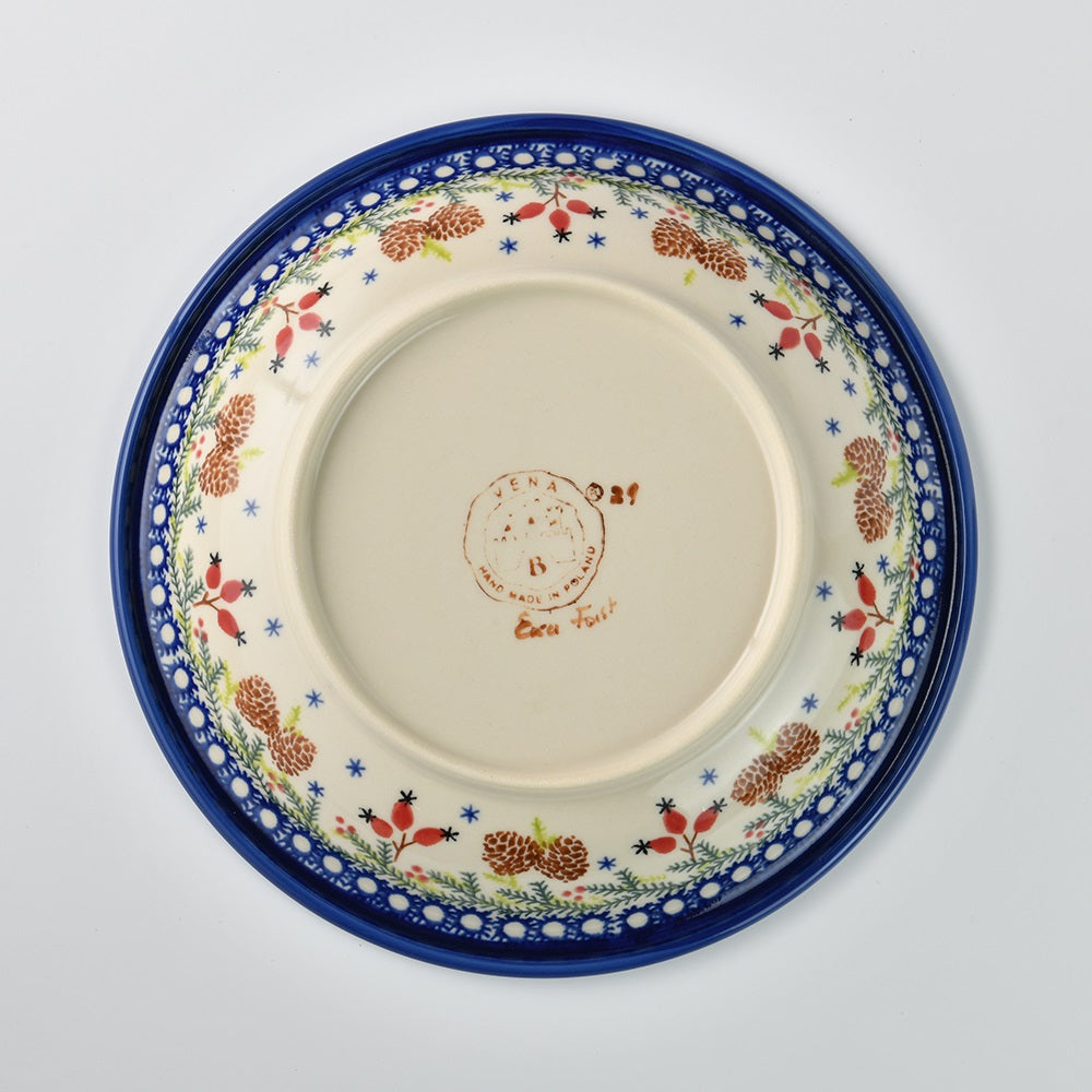Handmade Polish Pottery Vena round deep plate 22cm winter paradise Boleslawiec Ceramics