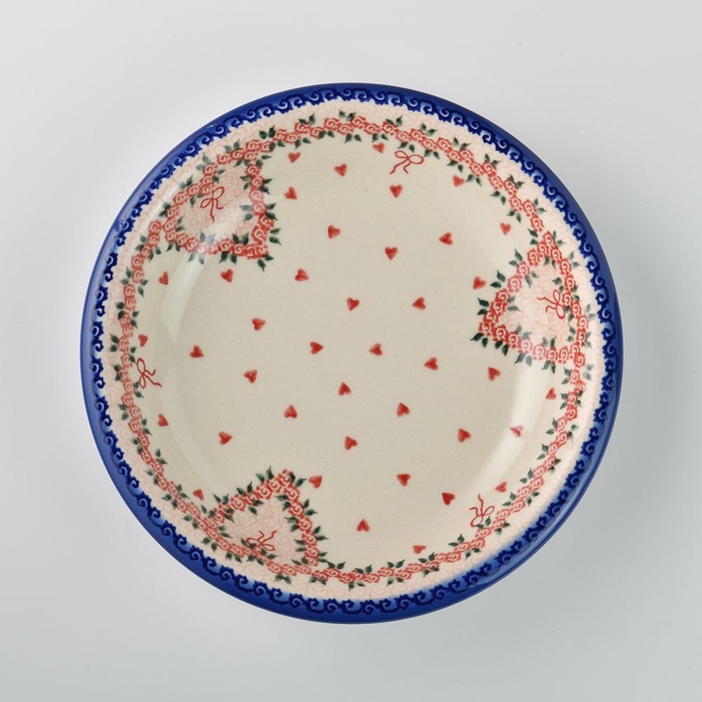 Handmade Polish Pottery Vena round deep plate 22cm sweet heart Boleslawiec Ceramics