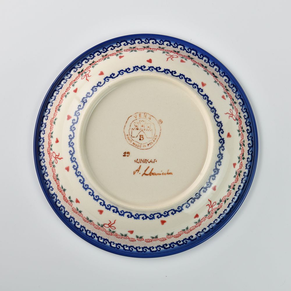Handmade Polish Pottery Vena round deep plate 22cm sweet heart Boleslawiec Ceramics