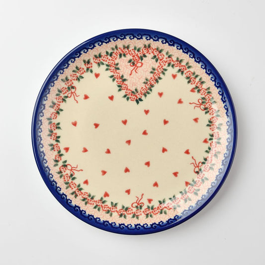 Handmade Polish Pottery Vena round serving plate 19cm sweet heart Boleslawiec Ceramics