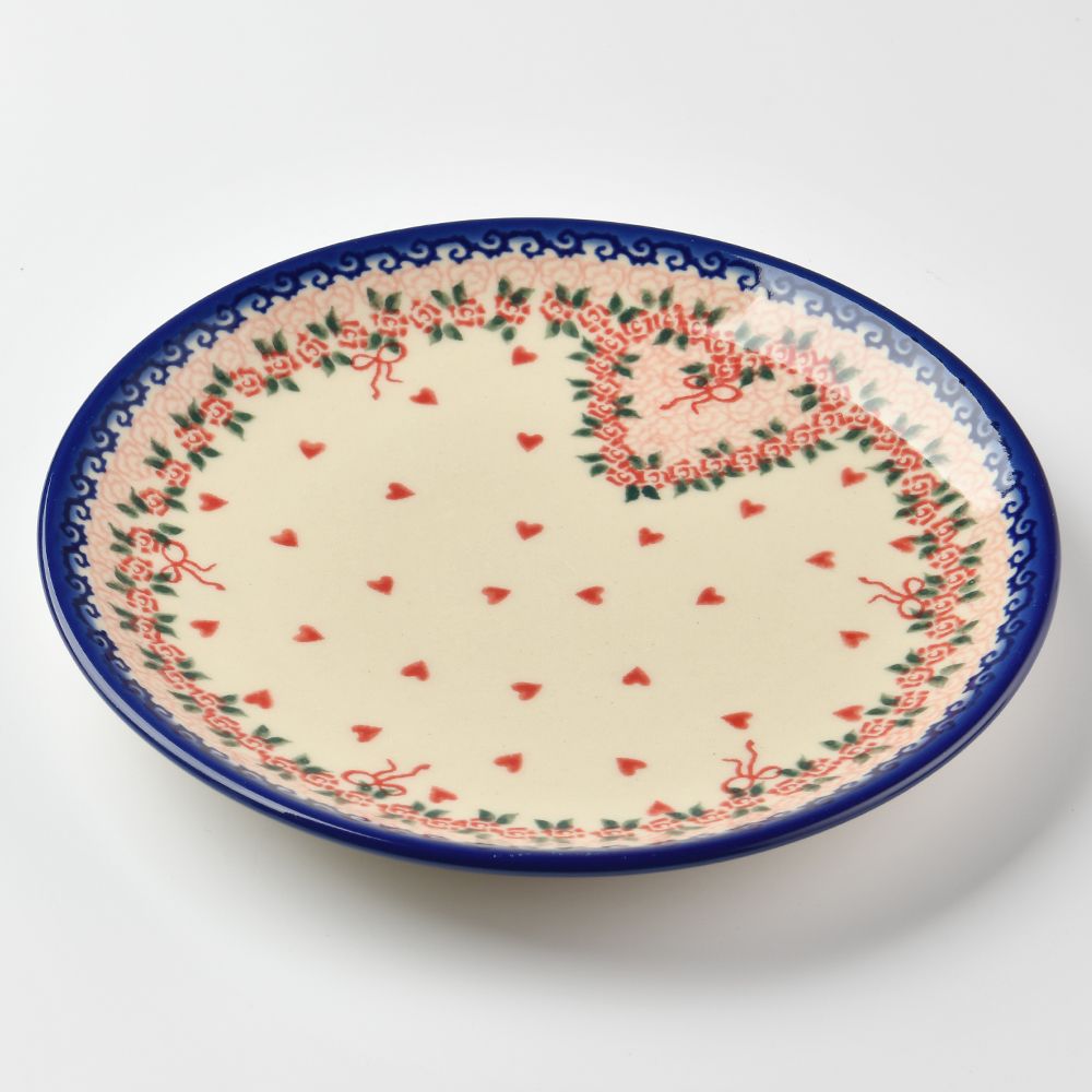 Handmade Polish Pottery Vena round serving plate 19cm sweet heart Boleslawiec Ceramics