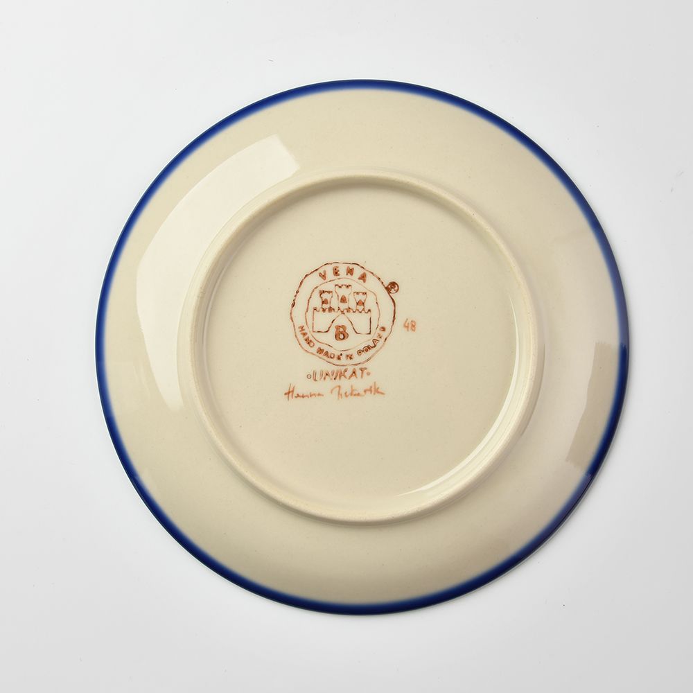 Handmade Polish Pottery Vena round serving plate 19cm rose garden Boleslawiec Ceramics