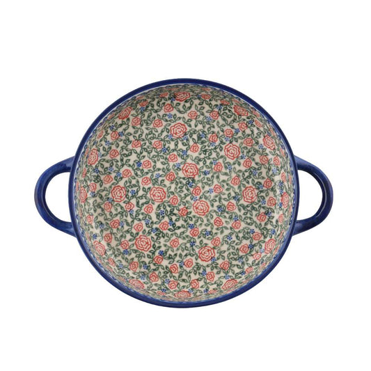 Handmade Polish Pottery Vena round deep plate 23cm verdant roses Boleslawiec Ceramics