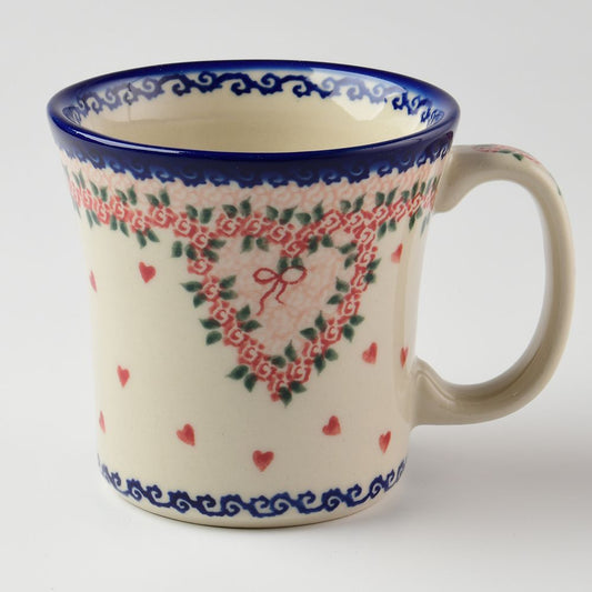 Handmade Polish Pottery Vena latte mug 400ml sweet heart Boleslawiec Ceramics