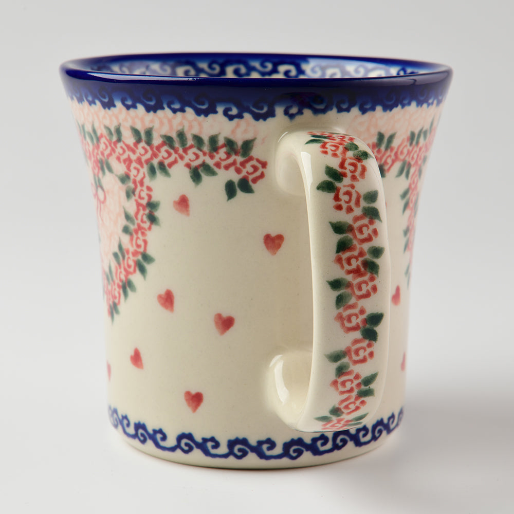 Handmade Polish Pottery Vena latte mug 400ml sweet heart Boleslawiec Ceramics