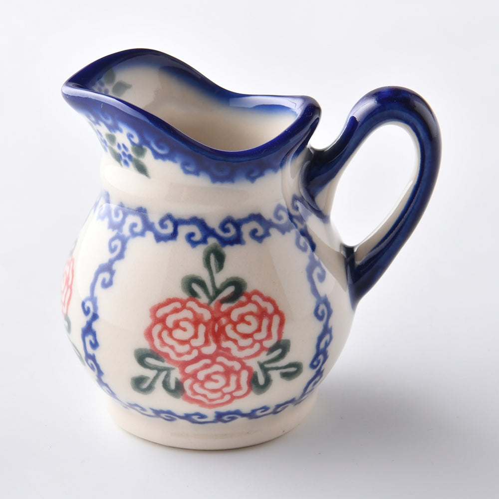 Handmade Polish Pottery Vena creamer 100ml rose garden Boleslawiec Ceramics