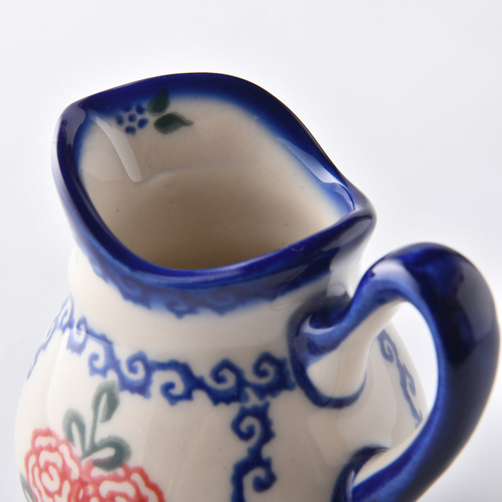 Handmade Polish Pottery Vena creamer 100ml rose garden Boleslawiec Ceramics