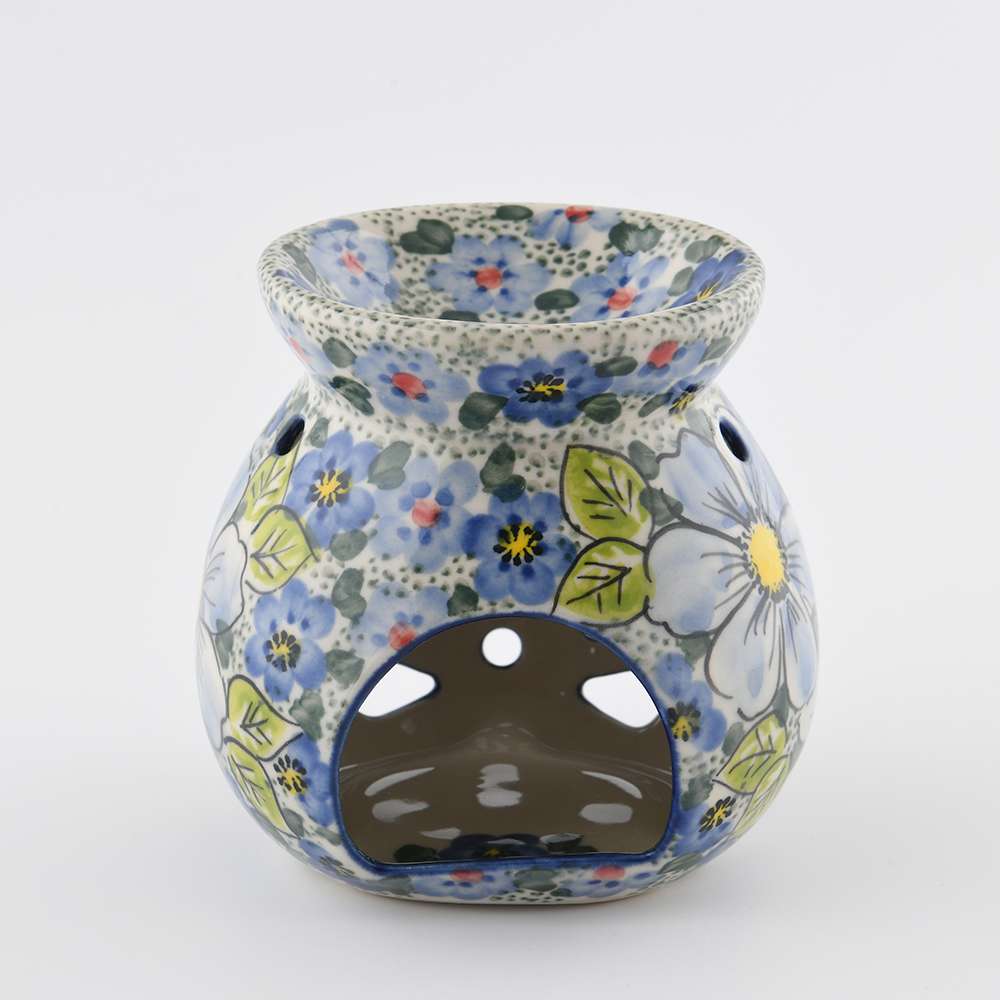 Handmade Polish Pottery Vena candle holder starlit blooms Boleslawiec Ceramics