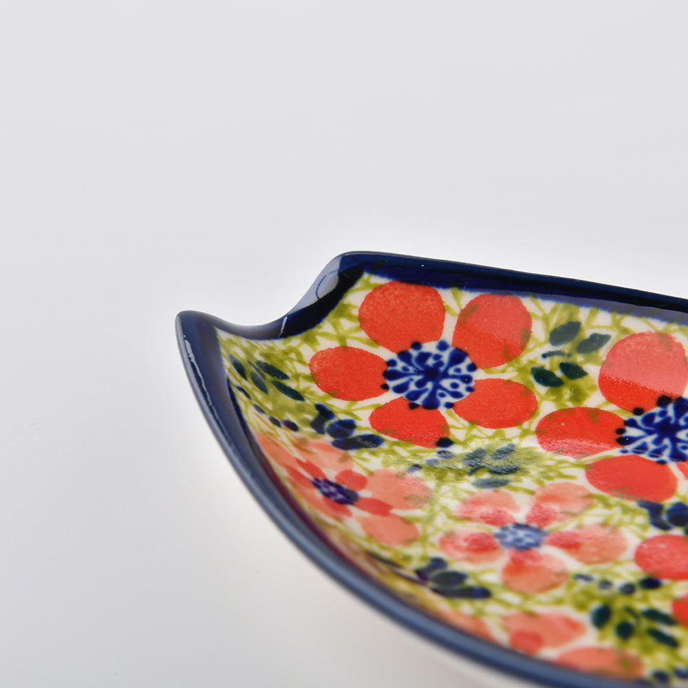 Handmade Polish Pottery Zaklady spoon rest wild blossoms Boleslawiec Ceramics